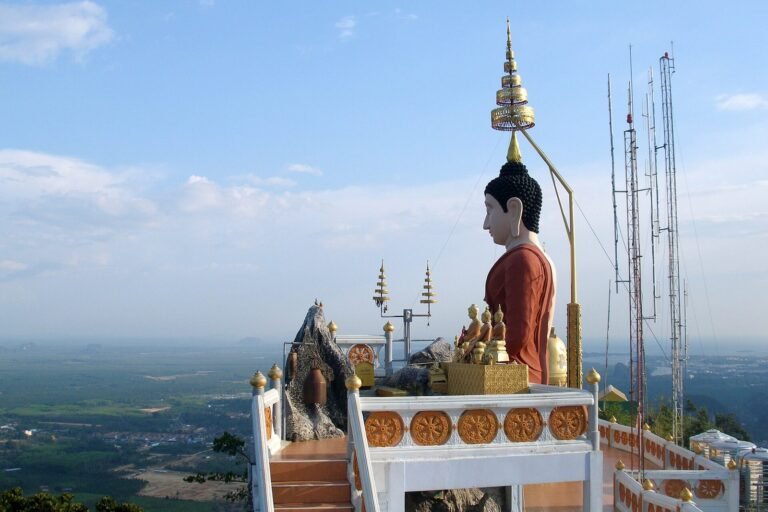 The summit shrine at Tiger Cave Temple, above the Krabi plain